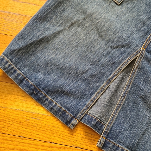 Denim Skirt Retro Style Old Navy Sz 14 100%Cotton..patch pockets & front slit - Picture 7 of 14